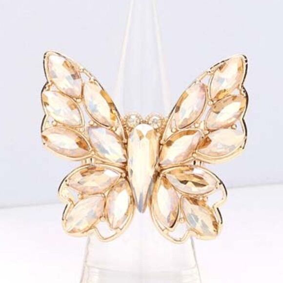 Butterfly Lt Topaz Marquise Stone Cluster Stretch Ring - Picture 1 of 5